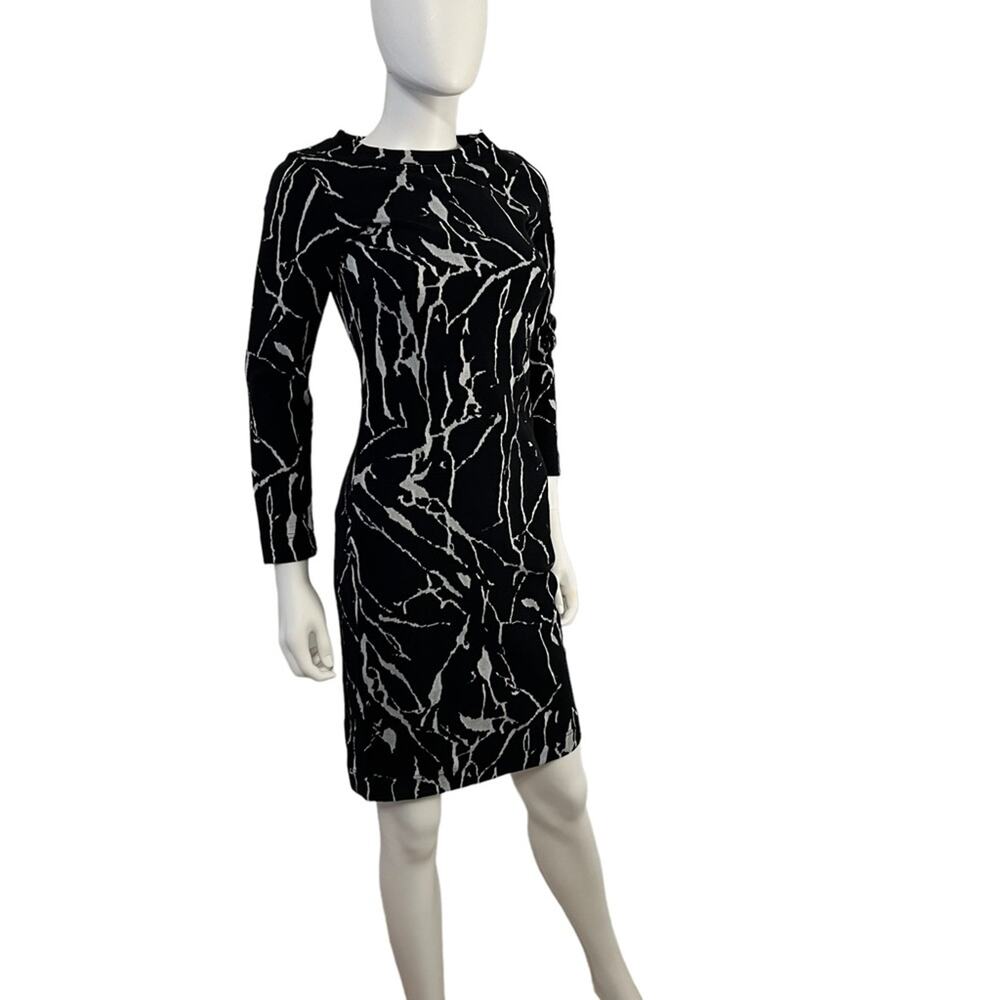 BITTE KAI RAND Black White Abstract Marble Stretch Pencil Dress XS